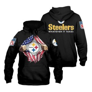 Pittsburgh Steelers Tearing Open Logo AOP Hoodie