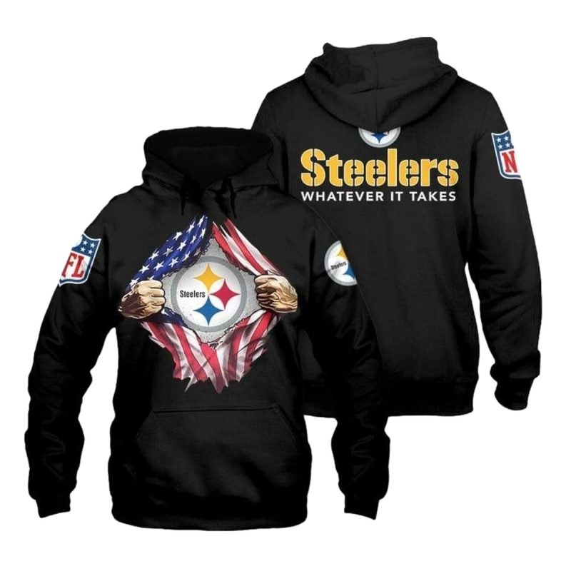 Pittsburgh Steelers Tearing Open Logo Aop Hoodie 1