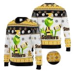 Pittsburgh Steelers The Grinch Santa Claus Funny Yellow Pattern Ugly Sweater
