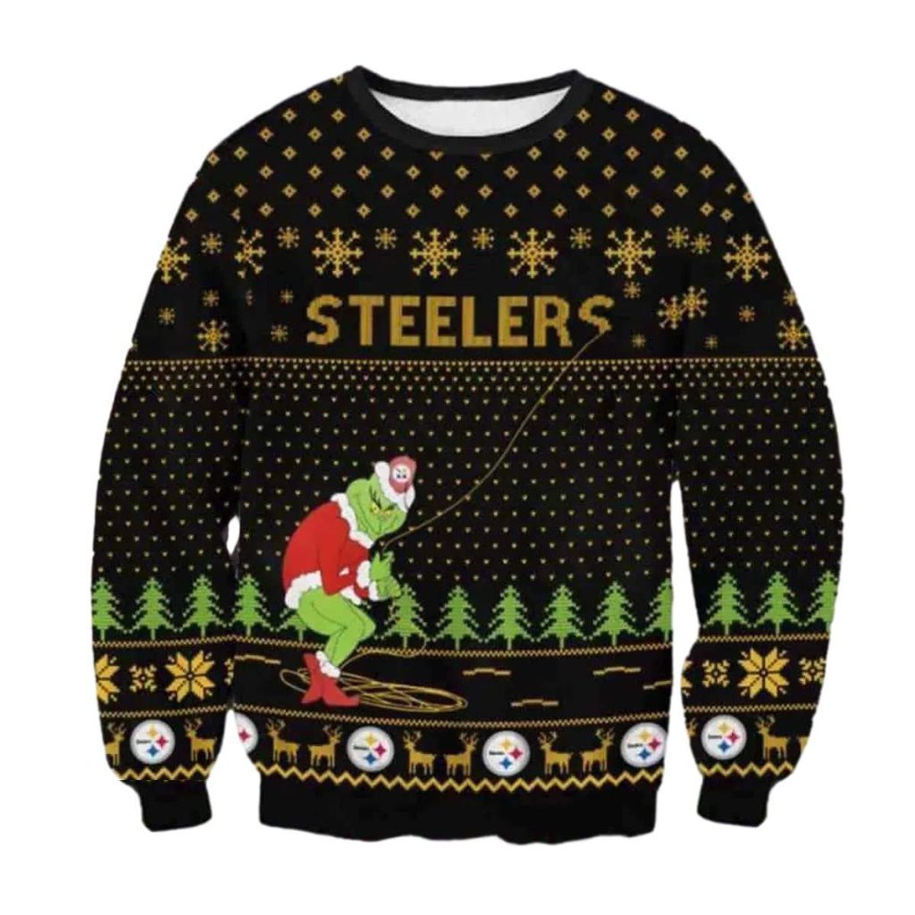 Pittsburgh Steelers The Grinch Snowflakes Black Ugly Sweater 1