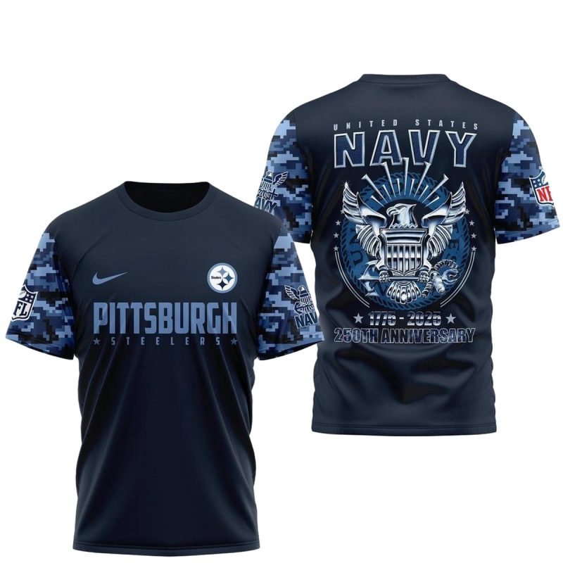 Pittsburgh Steelers The Navy 250Th Celebration Aop T Shirt 1