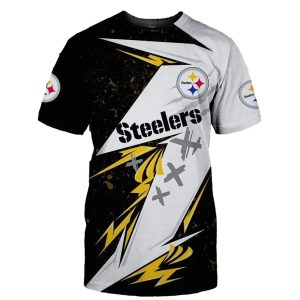 Pittsburgh Steelers Thunder Graphic Gift For Fans AOP T-Shirt