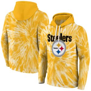 Pittsburgh Steelers Tie Dye Pattern Gold AOP Hoodie