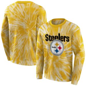 Pittsburgh Steelers Tie Dye Pattern Gold AOP Sweatshirt