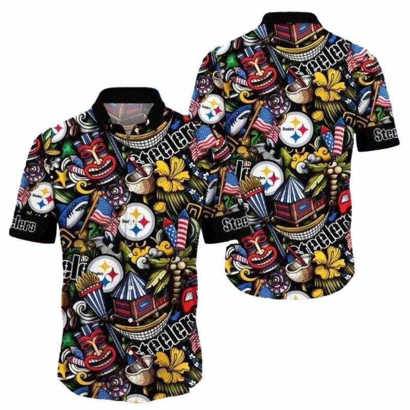 Pittsburgh Steelers Tiki Carnival And Football Fest Hawaiian Shirt 1