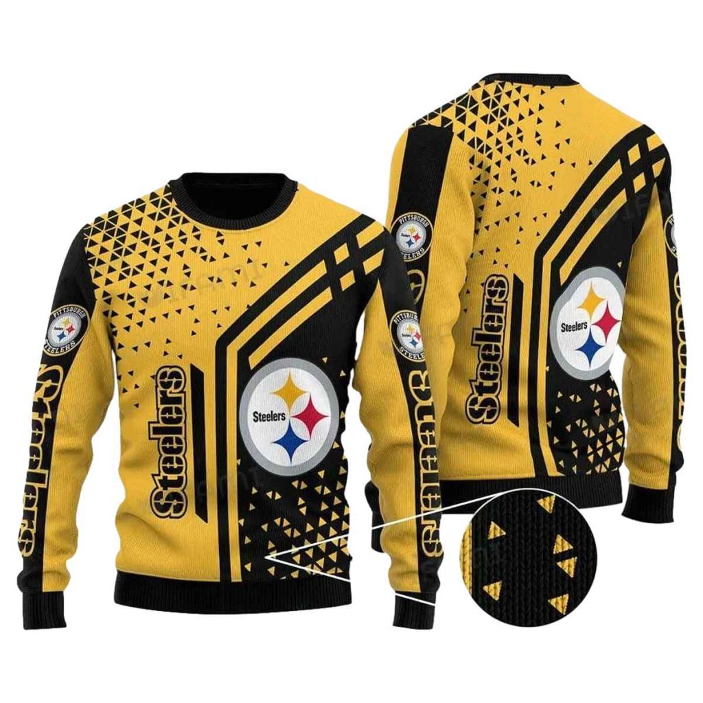 Pittsburgh Steelers Triangle Black And Yellow Pattern Ugly Sweater 1
