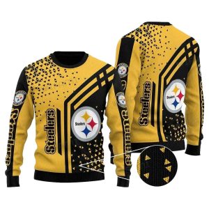 Pittsburgh Steelers Triangle Black And Yellow Pattern Ugly Sweater