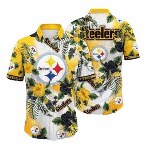Pittsburgh Steelers Tropics And Hibiscus Game Day Hawaiian Shirt