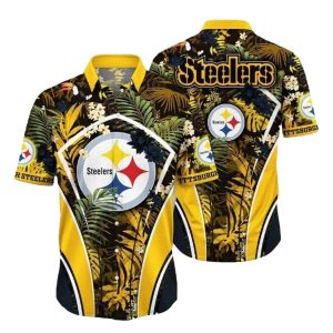 Pittsburgh Steelers Twilight Tropics Silk Touch Hawaiian Shirt