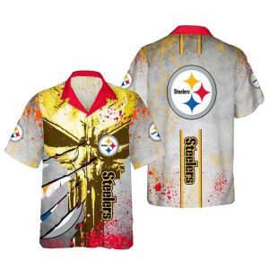Pittsburgh Steelers Vintage Punisher Skull Hawaiian Shirt