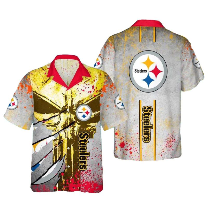 Pittsburgh Steelers Vintage Punisher Skull Hawaiian Shirt 1