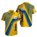 Pittsburgh Steelers Vintage Stripes Gold And Blue Hawaiian Shirt