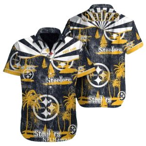 Pittsburgh Steelers Vintage Sunset Coconut Island Hawaiian Shirt