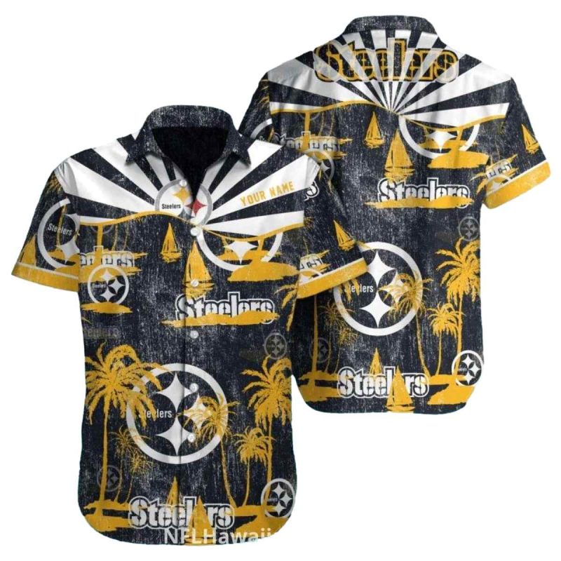 Pittsburgh Steelers Vintage Sunset Coconut Island Hawaiian Shirt 1