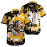 Pittsburgh Steelers Warrior And Palm Tree Theme Hawaiian Shirt
