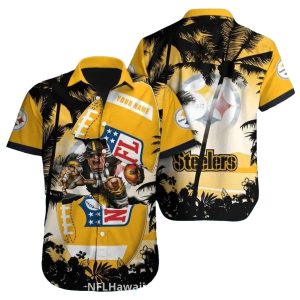 Pittsburgh Steelers Warrior And Palm Tree Theme Hawaiian Shirt