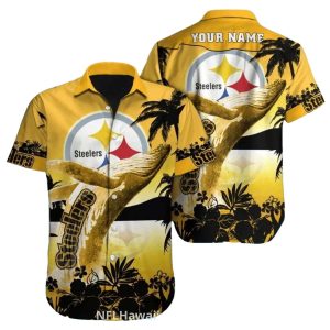 Pittsburgh Steelers Whale Tail Sunset Beach Design Hawaiian Shirt