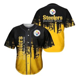 Pittsburgh Steelers Whatever It Takes Black Golden Baseball Jersey