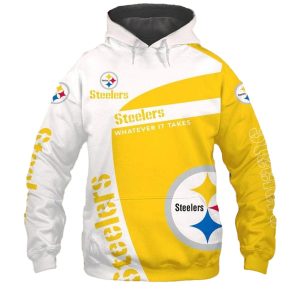Pittsburgh Steelers Whatever It Takes Yellow And White AOP Hoodie
