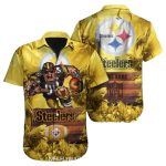 Pittsburgh Steelers Wooden Background And Intense Player Hawaiian Shirt