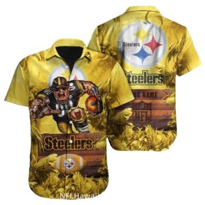 Pittsburgh Steelers Wooden Background And Intense Player Hawaiian Shirt