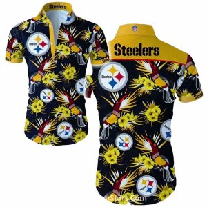 Pittsburgh Steelers Wzith Tropical Birds Design Hawaiian Shirt