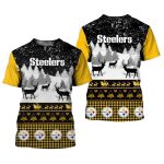 Pittsburgh Steelers Xmas Ugly Pattern AOP T-Shirt