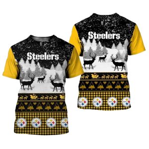 Pittsburgh Steelers Xmas Ugly Pattern AOP T-Shirt
