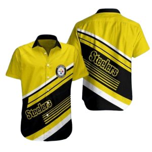 Pittsburgh Steelers Yellow Blitz Diagonal Stripe Hawaiian Shirt
