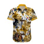 Pittsburgh Steelers Yellow Floral And Football Graphics Hawaiian Shirt