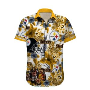 Pittsburgh Steelers Yellow Floral And Football Graphics Hawaiian Shirt