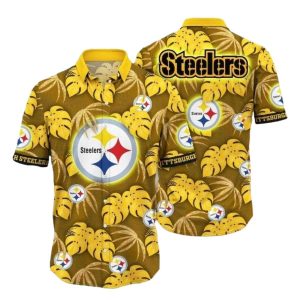 Pittsburgh Steelers Yellow Leaf Blitz Hawaiian Shirt