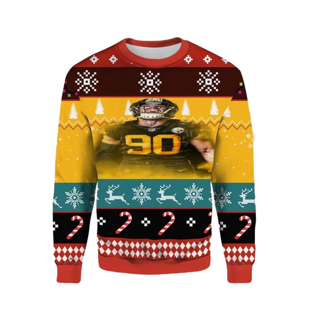 Pittsburgh Steelerstj Watt No 90 Ugly Sweater 1