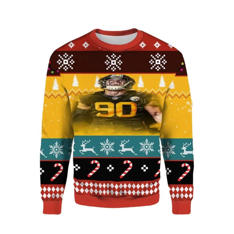 Pittsburgh Steelerstj Watt No 90 Ugly Sweater 1
