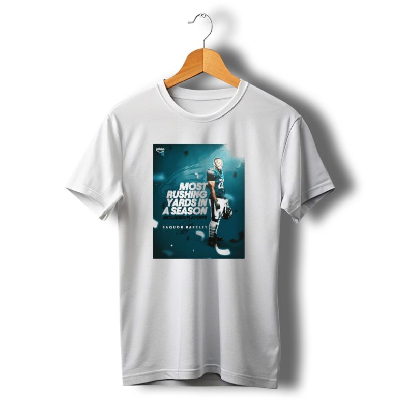 Prime Saquon Barkley Most Rushing Yards Including Playoffs Philadelphia Eagles T Shirt T Shirt 1 1