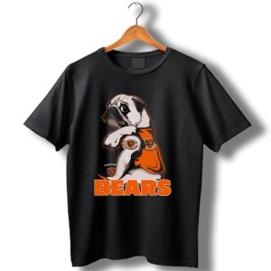Pug Chicago Bears Football Fan With Team T Shirt