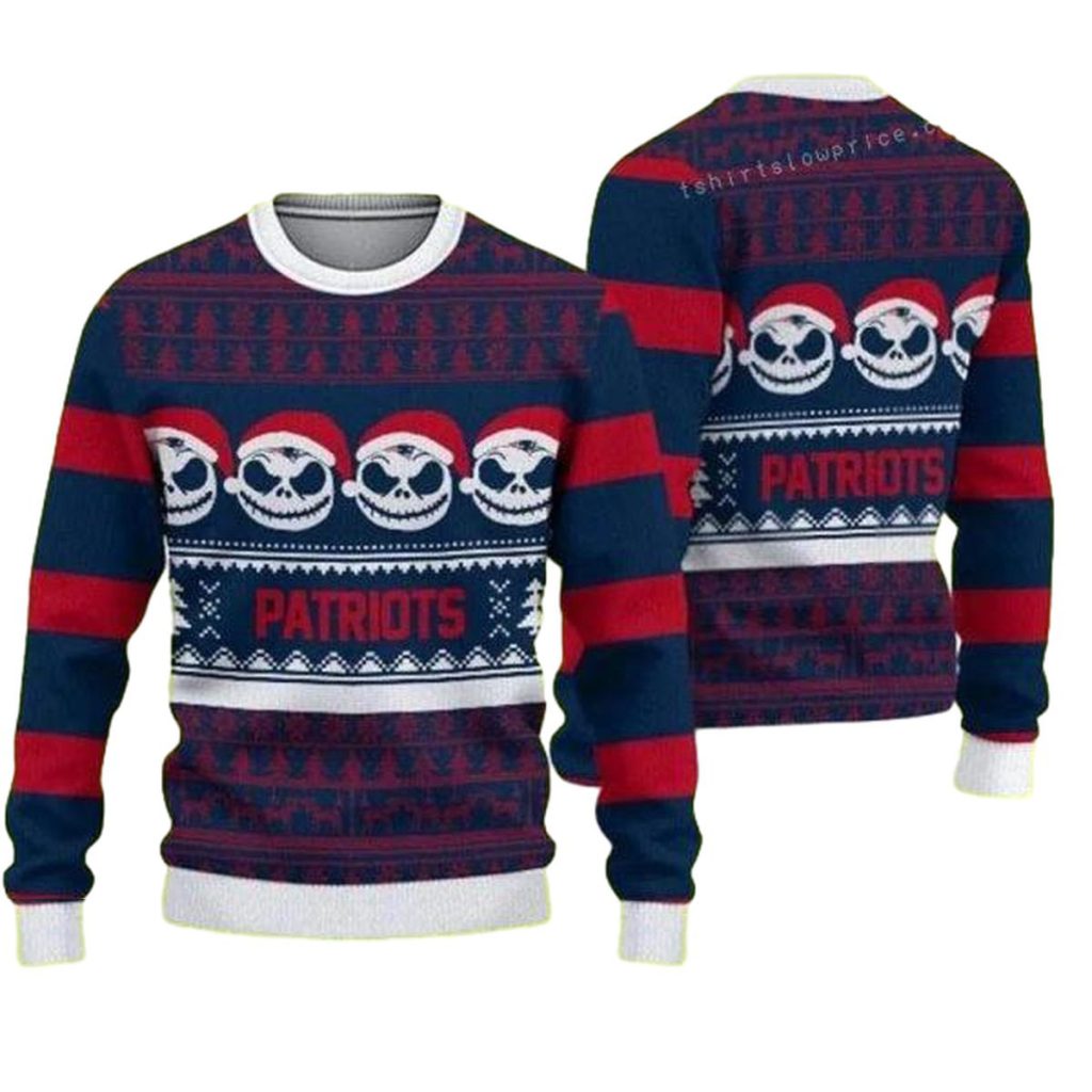 Pumpkin Santa Claus Funny New England Patriots Ugly Sweater 1