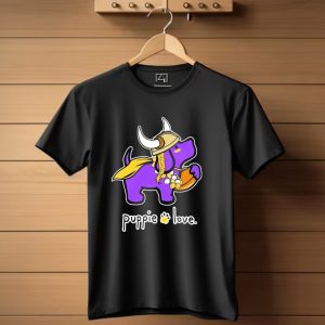 Puppie Love Purple And Gold Viking Pup Minnesota Vikings T Shirt