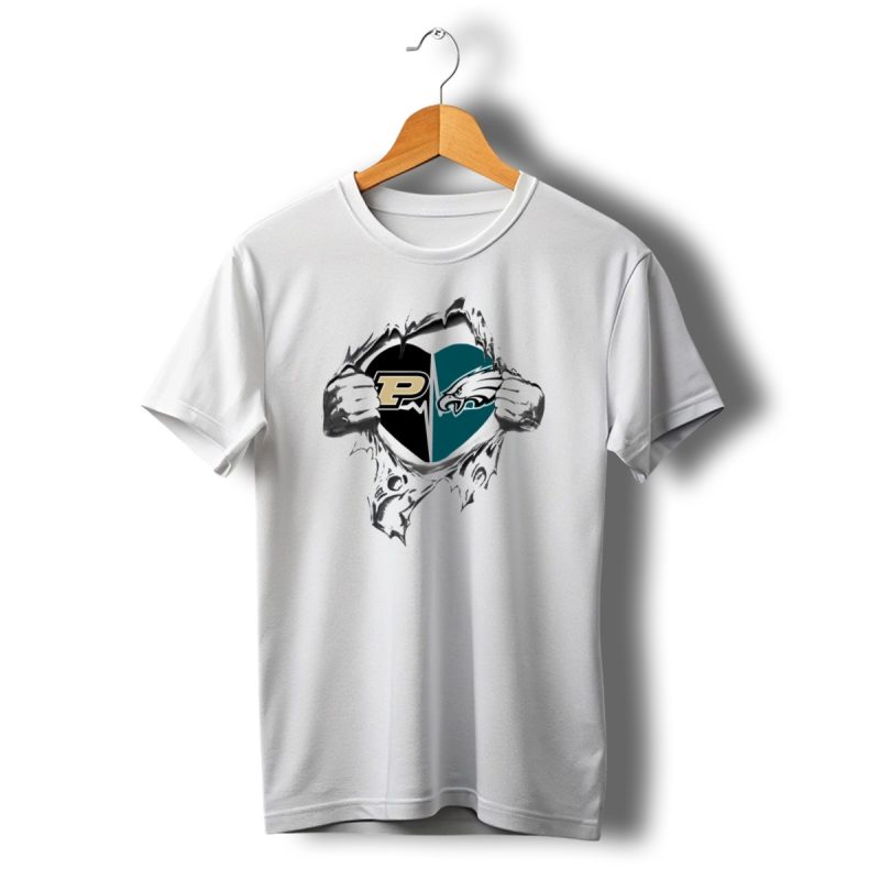Purdue Eagles Heartbeat Peeking Through Silver Hands T Shirt T Shirt 1 1