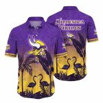 Purple Flamingo Sunset Minnesota Vikings Hawaiian Shirt