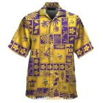 Purple Gold Island Tiki Pattern Minnesota Vikings Hawaiian Shirt