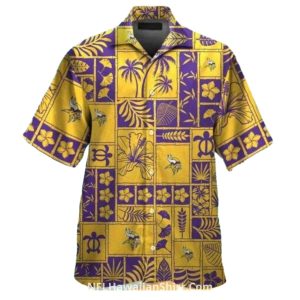 Purple Gold Island Tiki Pattern Minnesota Vikings Hawaiian Shirt