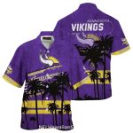 Purple Gold Palm Sunset Minnesota Vikings Hawaiian Shirt