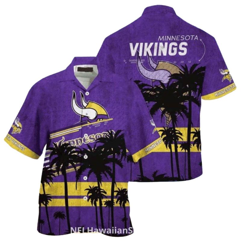 Purple Gold Palm Sunset Minnesota Vikings Hawaiian Shirt 1