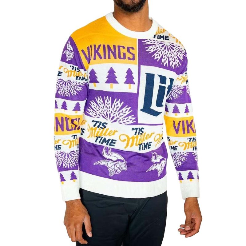 Purple Minnesota Vikings Miller Lite Vikings Foundation Pullover Ugly Sweater For Men And Women 1