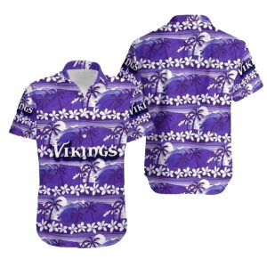 Purple Ocean Wave Floral Minnesota Vikings Hawaiian Shirt