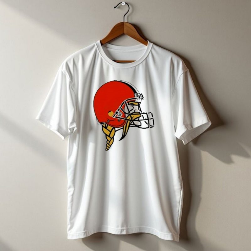 Quality Jay Cuda Browns Vikings Dual Logo Helmet T Shirt 1 T Shirt 1
