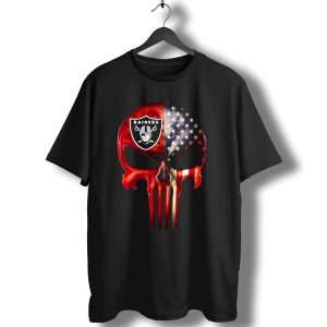 Raiders American Flag Skull For True Oakland Fan Only T-Shirt
