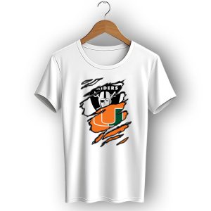 Raiders And Miami Hurricanes Split T-Shirt