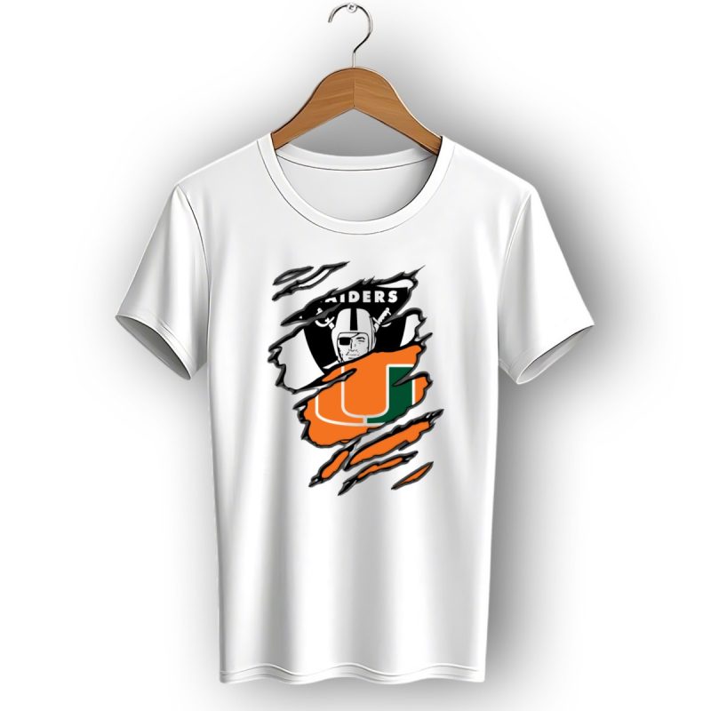 Raiders And Miami Hurricanes Split T Shirt 1 T Shirt 1